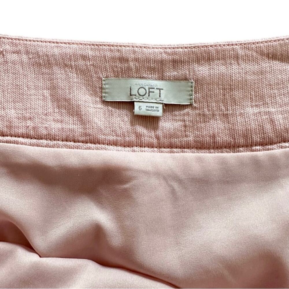 Ann Taylor Loft Skirt Pink Linen Blend Pockets Lined Full Mini Skirt Size 6 - Picture 2 of 11